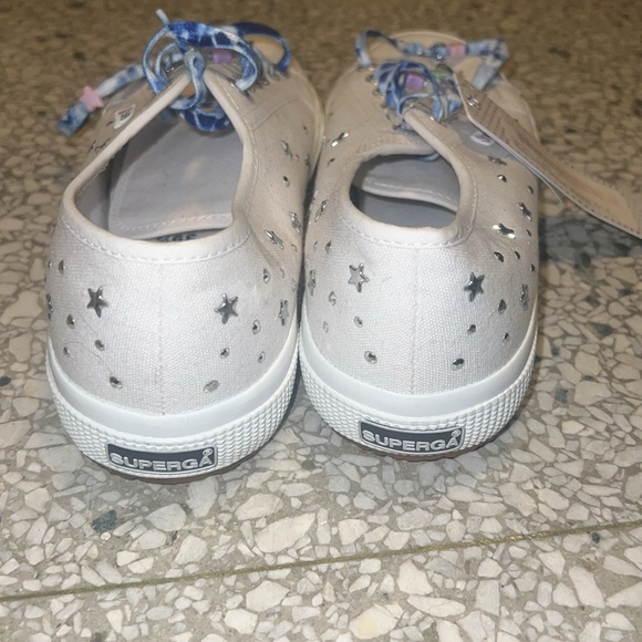 Nwt superga star white sneakers 39.5 - Picture 3 of 7